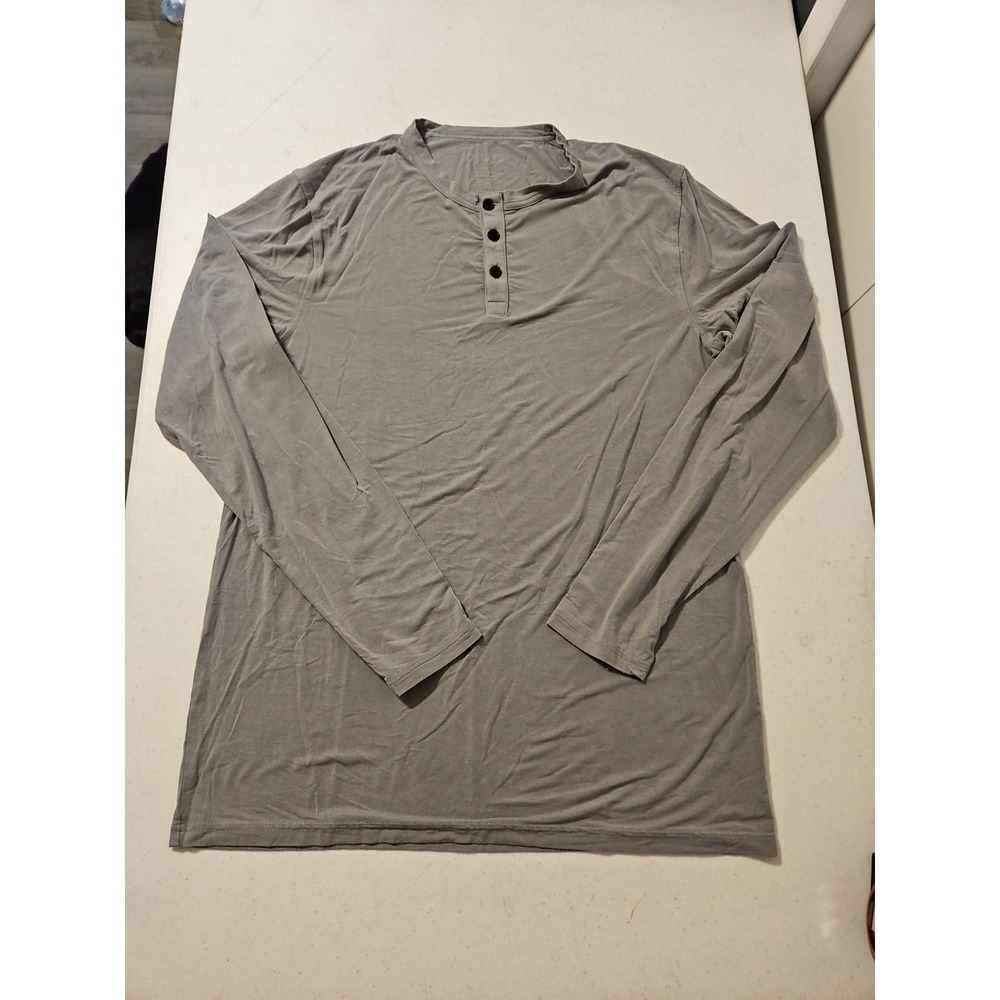 Duluth Trading Co Shirt Womens M Heather Gray Henley Long Sleeve Flowy (S1000)